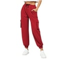 thumbnail image 1 of ZyeKqe Cargo Joggers for Women Drawstring Elastic Waisted Oversized Fleece Sweatpants Spring Fall Fashion Outfits, 1 of 7