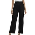 thumbnail image 1 of ZyeKqe Cargo Pants Women High Waisted Business Casual Pants Baggy Straight Leg Trousers with Pockets, 1 of 5