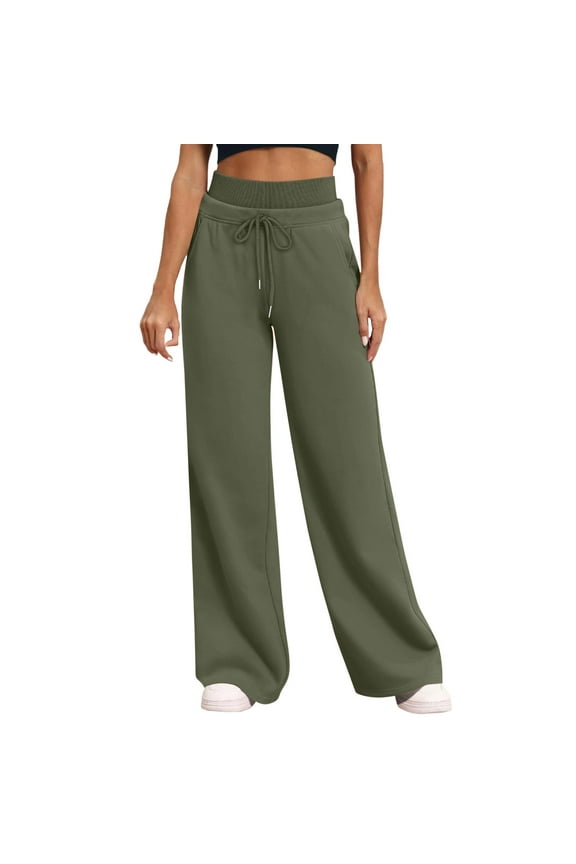 Sweatpants for Women Wide Leg Elastic Waisted Baggy Casual Joggers Hiking Trackpants with Pockets