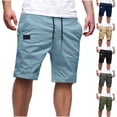 thumbnail image 1 of ZyeKqe Cargo Shorts for Men Drawstring High Waisted Lightweight Casual Summer Beach Shorts with Pockets, 1 of 7
