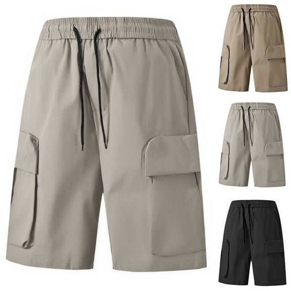 ZyeKqe Mens Cargo Shorts Summer Casual High Waisted Jogger Shorts Knee Length Lightweight Hiking Shorts with Pockets