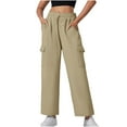 thumbnail image 1 of ZyeKqe Cargo Sweatpants for Women Fall Spring Casual Elastic High Waist Straight Leg Outdoor Jogger Pants with Pockets, 1 of 9