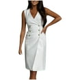 thumbnail image 1 of ZyeKqe Casual Business Dress for Women V Neck Sleeveless Button down Dress Summer Work Office Dresses with Pockets, 1 of 6