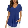 thumbnail image 1 of ZyeKqe Chiffon Tops for Women Summer Short Petal Sleeve Flowy Tunic Top Dressy Casual Loose Tee Shirts, 1 of 6
