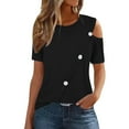 thumbnail image 1 of ZyeKqe Cold Shoulder Tops for Women Plus Size Short Sleeve Shirts Crewneck Dressy Casual Blouses Plain Tunic TopsS-3XL, 1 of 7
