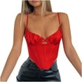 thumbnail image 1 of ZyeKqe Corset for Women Deep V Neck Tank Top Spaghetti Strap Sleeveless Shirts Backless Going out Tops, 1 of 9