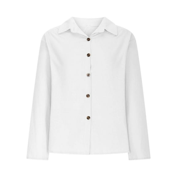 ZyeKqe Cotton Linen Button down Shirts for Women Long Sleeve Shirts Casual Loose Fitted Fall Blouses Top