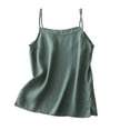 thumbnail image 1 of ZyeKqe Cotton Linen Camisole Tops for Women Spaghetti Strap Sleeveless Shirts Side Split Loose Fitted Blouses Top, 1 of 7