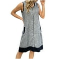 thumbnail image 1 of ZyeKqe Cotton Linen Casual Dress for Women Sleeveless Crewneck Mini Dress Color Block Flowy A Line Short Tnk Dress, 1 of 6