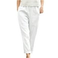 thumbnail image 1 of ZyeKqe Cotton Linen Lounge Pants for Women Plus Size Drawstring High Waisted Pants Straight Wide Leg Trousers, 1 of 6