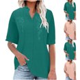 thumbnail image 1 of ZyeKqe Cotton Linen Shirts for Women Oversized T Shirts V Neck Loose Blouses Trendy Summer Tops, 1 of 6