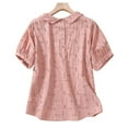 thumbnail image 1 of ZyeKqe Cotton Linen Shirts for Women Puff Short Sleeve Shirts Eyelet Casual T Shirts Button up Dressy Casual BlousesM-XXL, 1 of 9