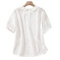 thumbnail image 1 of ZyeKqe Cotton Linen Shirts for Women Puff Short Sleeve Shirts Eyelet Casual T Shirts Button up Dressy Casual BlousesM-XXL, 1 of 6