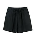 thumbnail image 1 of ZyeKqe Cotton Linen Shorts for Women Drawstring Elastic Waist ShortsSummer Beach Shorts with Pockets, 1 of 4