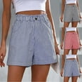 thumbnail image 1 of ZyeKqe Cotton Linen Shorts for Women Elastic Waisted Lounge Shorts Striped Pull on Casual Comfy Summer Shorts, 1 of 7