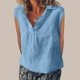 thumbnail image 1 of ZyeKqe Cotton Linen Tank Tops for Women Summer Cap Sleeve Shirts Casual V Neck T Shirts Lightweight Loose Blouses Size S-XXL, 1 of 6