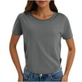 thumbnail image 1 of ZyeKqe Crop Tops for Women Short Sleeve Shirts Round Neck Going out Tops Solid Color Tees Tops, 1 of 7