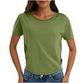 thumbnail image 1 of ZyeKqe Crop Tops for Women Short Sleeve Shirts Round Neck Going out Tops Solid Color Tees Tops, 1 of 7