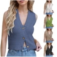 thumbnail image 1 of ZyeKqe Cropped Sweater Vests for Women Sleeveless Button down Tank Top V Neck Knit Crop Top, 1 of 4