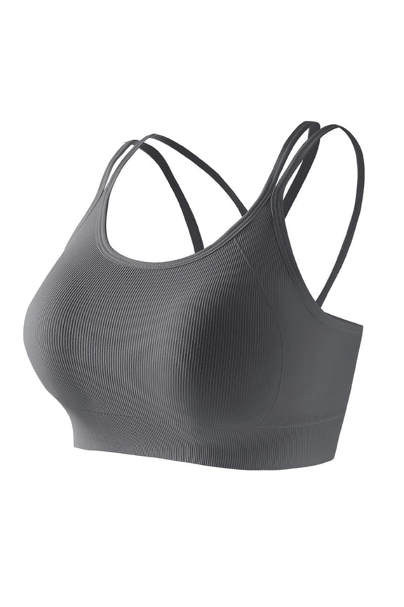 Cross Back Sports Bra for Women Built in Bra Yoga Bra Scoop Neck Workout Bra for Athletic Gym