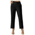 thumbnail image 1 of ZyeKqe Dress Pants for Women Dressy Casual Business Pants Straight Leg Work Slacks Ankle Length Office Trousers, 1 of 8