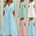 thumbnail image 1 of ZyeKqe Dresses for Wome Eyelet Short Sleeve Summer Boho Maxi Sundresses Beach Long Flowy A Line Dress, 1 of 7