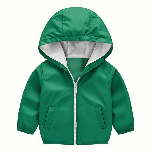 ZyeKqe Baby Boys Girls Raincoat Toddler Lightweight Full Zip Waterproof Hooded Rain Jackets Kids Windbreaker Coat