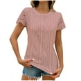 thumbnail image 1 of ZyeKqe Dressy Casual Tops for Women Crochet Short Sleeve Shirts Crewneck Slim Fitted Blouses Top, 1 of 7