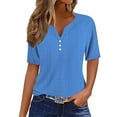 thumbnail image 1 of ZyeKqe Eyelet Tops for Women 3/4 Sleeve Tops Dressy Casual Blouses V Neck Tunic Tops Loose Fitted Summer Top, 1 of 4