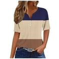 thumbnail image 1 of ZyeKqe Eyelet Tops for Women Notch V Neck Casual Summer Tunic Top Short Sleeve Lightweight Blouses, 1 of 4