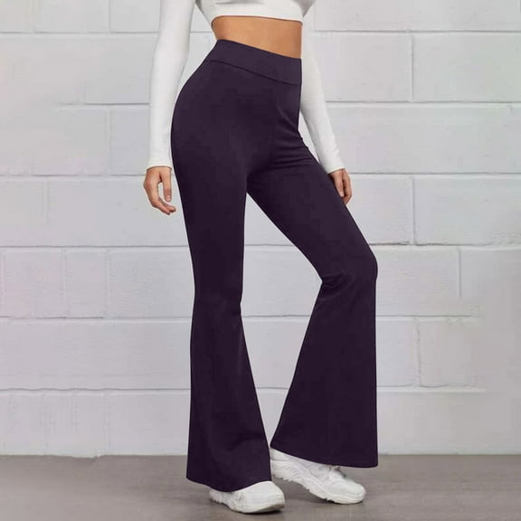 ZyeKqe Flare Leggings for Women High Waisted Dree Pants Bootcut Yoga Casual Workout Athletic Gym Wide Leg Bell Bottoms
