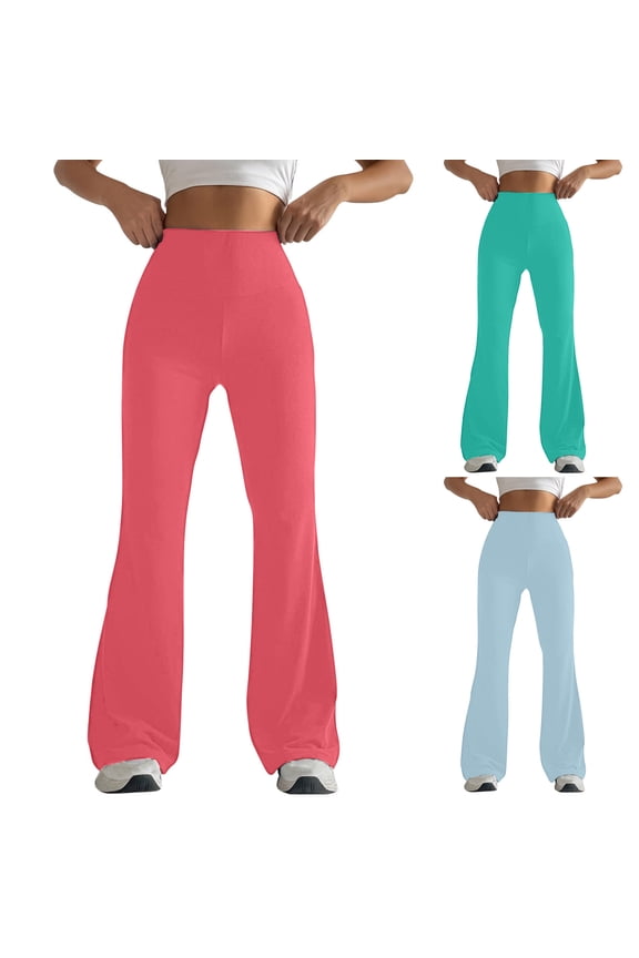 Flare Pants for Women Stretchy High Waisted Yoga Pants Full Length Soft Comfy Bell Bottom Trousers