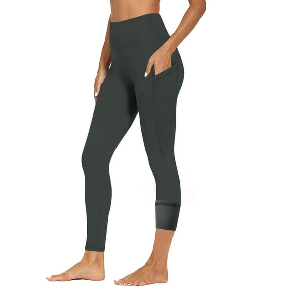 ZyeKqe Fleece Lined Leggings with Pockets for Women High Waisted Yoga Pants Stretchy Ankle Length Workout Tights