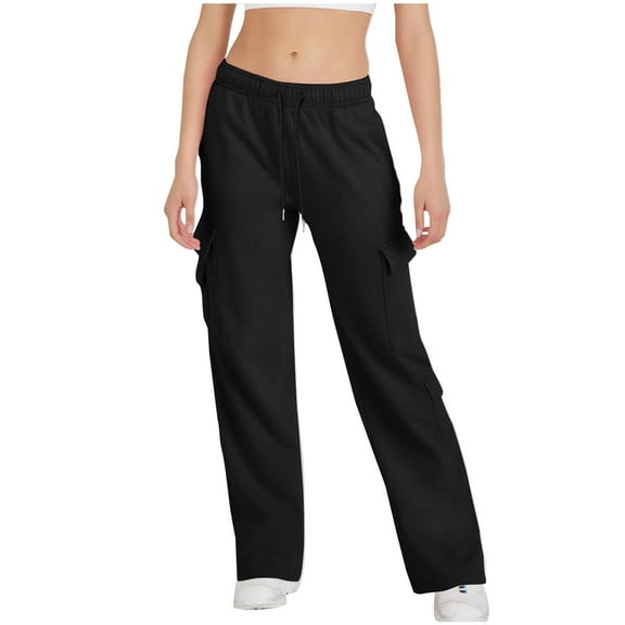 ZyeKqe Fleece Sweatpants Women Fall Winter Low Waisted Cargo Pants Drawstring Active Jogger Pants with Pockets