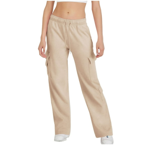 ZyeKqe Fleece Sweatpants Women Fall Winter Low Waisted Cargo Pants Drawstring Active Jogger Pants with Pockets