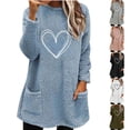 thumbnail image 1 of ZyeKqe Fleece Sweatshirts for Women Crewneck Casual Warm Cute Long Pullover Tops Fuzzy Sherpa Long Sleeve Shirts, 1 of 5