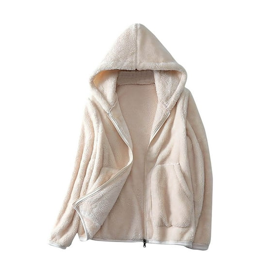ZyeKqe Fuzzy Fleece Hoodies for Women Full Zip up Long Sleeve Sweatshirts Jacket Thicken Warm Fall Winter Outwear Coat