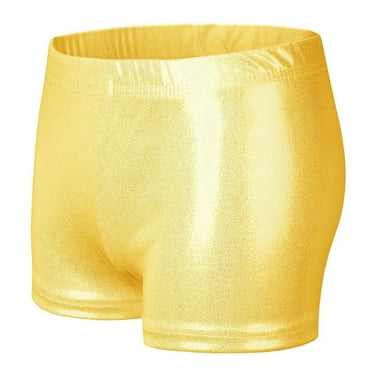 ZyeKqe Girls Dance Shorts High Waist Metallic Short Sparkle Glitter Solid Color Biker Shorts