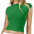 thumbnail image 1 of ZyeKqe Going out Tops for Women Backless Short Sleeve Tight Tshirts Crewneck Summer Basic Crop Tees, 1 of 6
