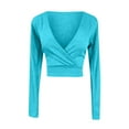 thumbnail image 1 of ZyeKqe Going out Tops for Women Long Sleeve Deep V Neck Crop Top Solid Color Casual Basic Tees Tsirts, 1 of 3