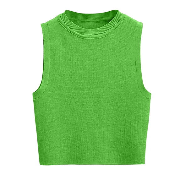 ZyeKqe Going out Tops for Women Ribbed Knit Tank Tops Sleeveless Cropped Shirts Crewneck Slim Fitted Stretchy Basic Tees