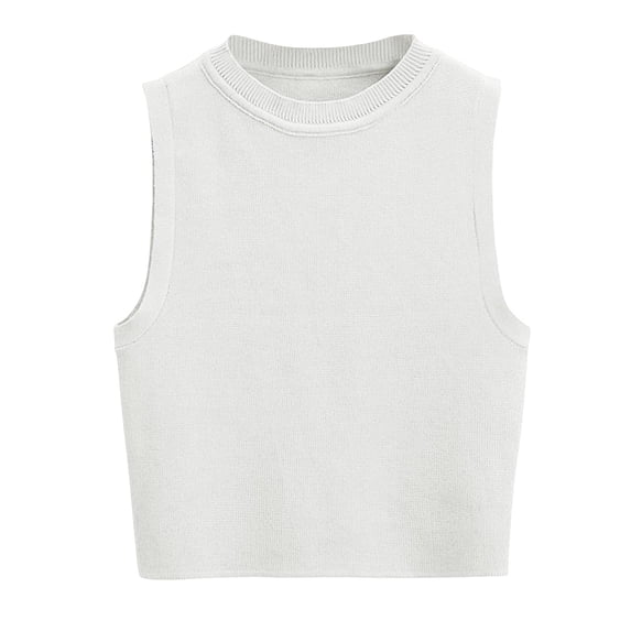 ZyeKqe Going out Tops for Women Ribbed Knit Tank Tops Sleeveless Cropped Shirts Crewneck Slim Fitted Stretchy Basic Tees