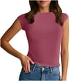 thumbnail image 1 of ZyeKqe Going out Tops for Women Short Sleeve Shirts Crewneck T Shirts Stretchy Slim Fitted Basic Tees, 1 of 7