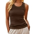 thumbnail image 1 of ZyeKqe Going out Tops for Women Sleeveless Shirts Crewneck Ribbed Knit Stretchy Slim Fitted Basic Tees, 1 of 7
