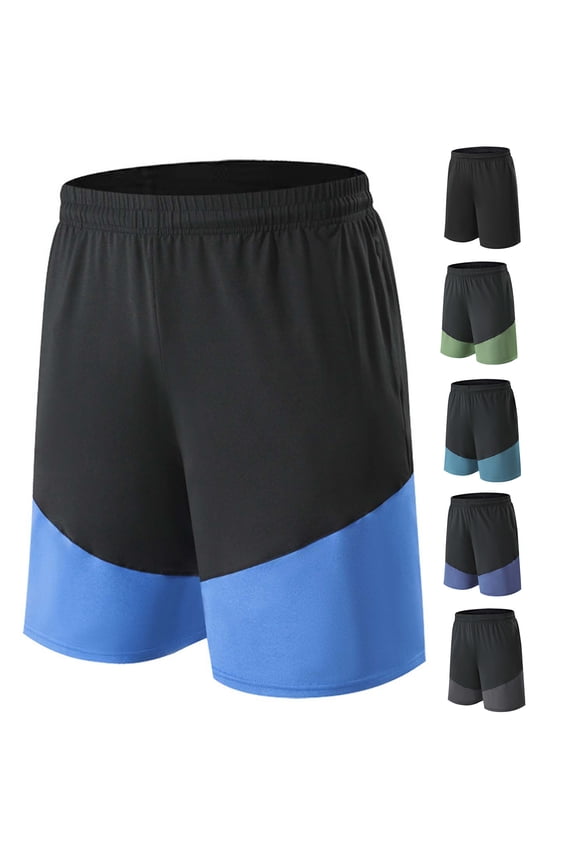Gym Shorts for Men Elastic Waisted Running Shorts Color Block Workout Shorts