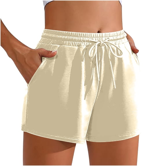 ZyeKqe Gym Shorts for Women Drawstring High Waisted Athletic Shorts Straight Wide Leg Workout Shorts with Pockets
