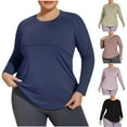 thumbnail image 1 of ZyeKqe Womens Plus Szie Workout Tops Long Sleeve Shirts Lightweight Quick Dry Sweatshirts Loose Fitted Athletic Top, 1 of 5