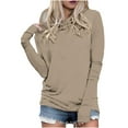 thumbnail image 1 of ZyeKqe Hoodies for Women Long Sleeve Shirts Slim Fitted Hooded Top Basic Casual Sweatshirt, 1 of 5
