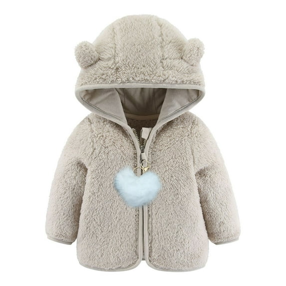 ZyeKqe Infant Baby Boys Girl Fleece Winter Coat Zip up Long Sleeve Jackets Warm Snowsuit Outerwear Cute Fuzzy Jacket