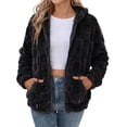 thumbnail image 1 of ZyeKqe Jackets for Women Full Zip Fuzzy Sherpa Fleece Drawstring Hooded Blouse Winter Long Sleeve Thicken Warm Coats, 1 of 6
